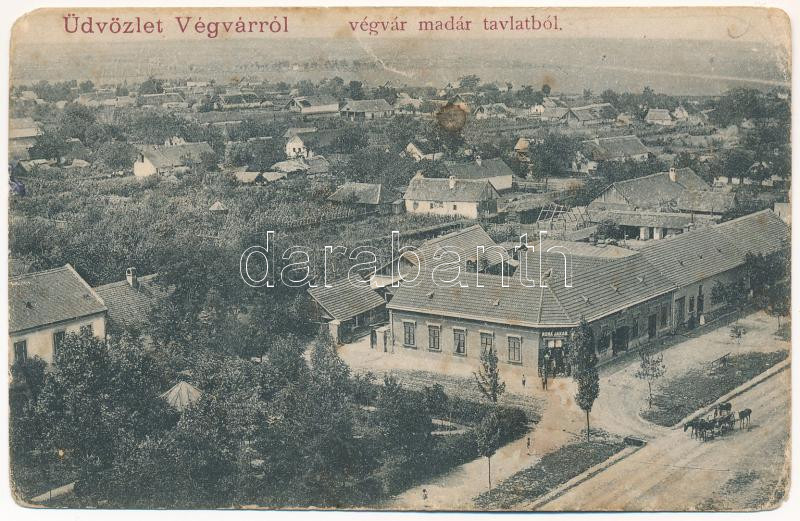 Végvár, Tormac; madártávlatból, Róna Jakab üzlete / general view, shop (EM)