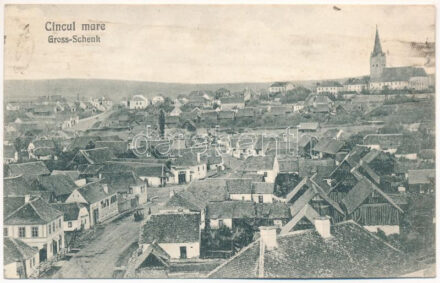 1924 Nagysink, Gross-Schenk, Cincul Mare; látkép. Gustav Salmen kiadása / general view (fl)