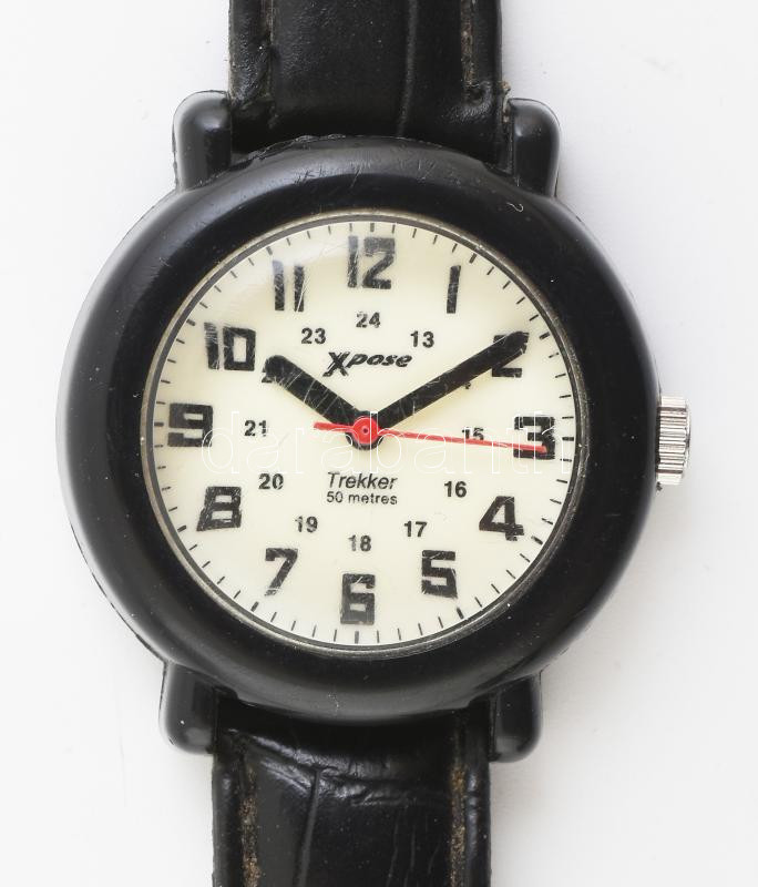 Sekonda jelzésű unisex kvarc karóra, bőr szíjjal, működik, d: 30 mm