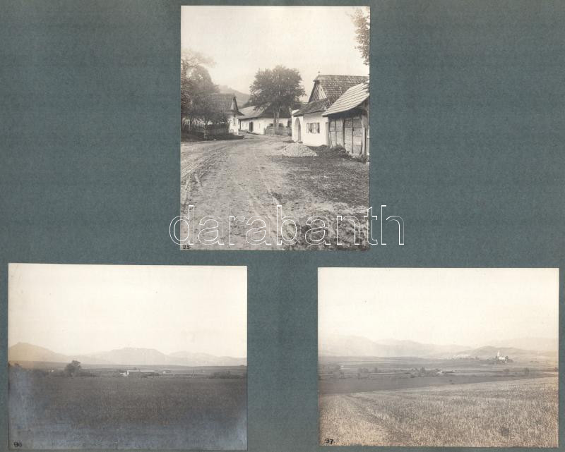 1913. szept. 25, régi vízimalom Polerjekánál (Mezőpataknál, Turócábrahámfalva része, Felvidék) valamint részletek a faluról és az azt körülvevő tájról, össz. 6 db albumlapra ragasztott, hártyapapíron feliratozott és datált - Image 2