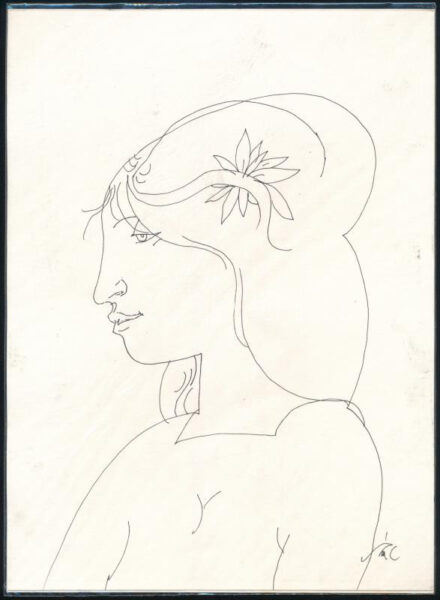 Szász Endre (1926-2003): Lány. Tus, papír, jelzett, 27x20 cm