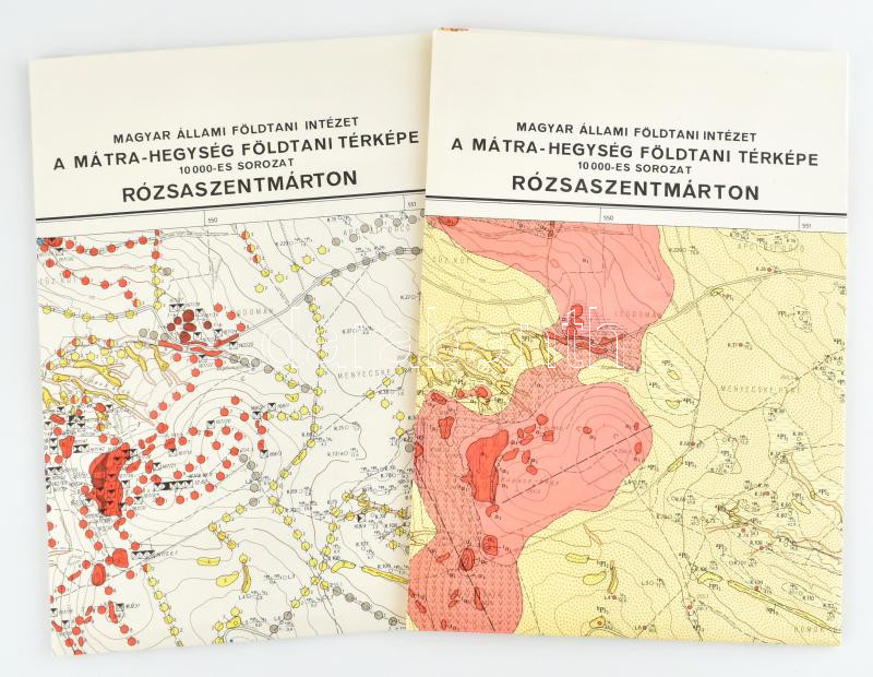 1974 Rózsaszentmárton földtani és észlelési térképe, 1:10 000, 2 db, 73x100 cm