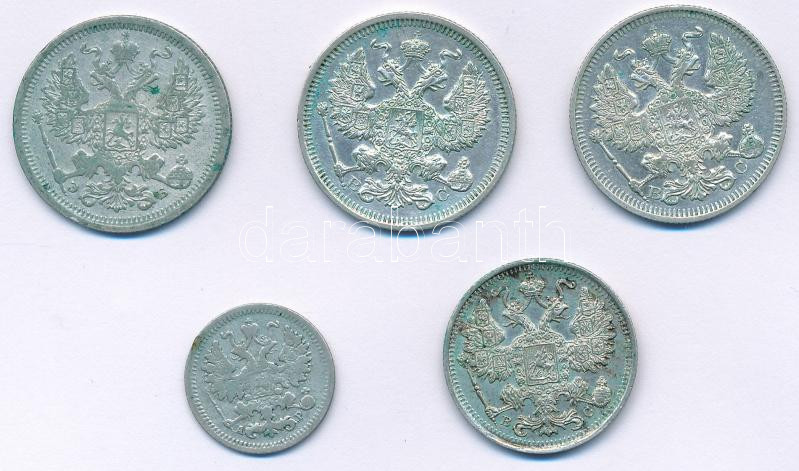Orosz Birodalom 1902. 5k Ag + 1907-1915. 20k Ag (3xklf) + 1916. 15k Ag T:XF,VF Russian Empire 1902. 5 Kopecks Ag + 1907-1915. 20 Kopecks Ag (3xklf) + 1916. 15 Kopekcs Ag C:XF,VF - Image 2