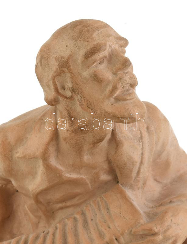 Donáth László (1943-): Art Deco harmonikás, terrakotta, jelzett. 26 cm - Image 2