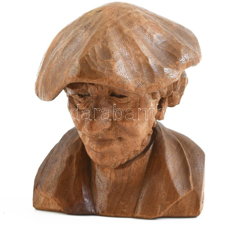 LE jelzéssel: Luther Márton. Faragott fa, kopásokkal, m: 18 cm