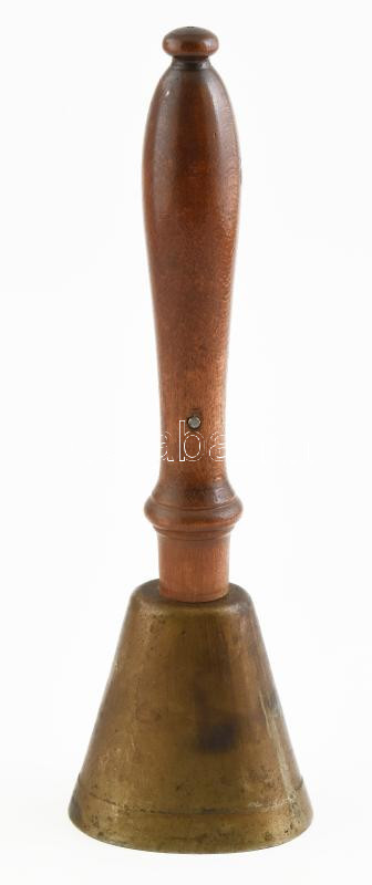 Pedellus csengő, réz, fanyéllel, m: 27 cm