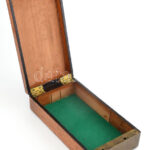 Antik fadoboz kulccsal, szép állapotban, 29x15x8 cm - Image 4