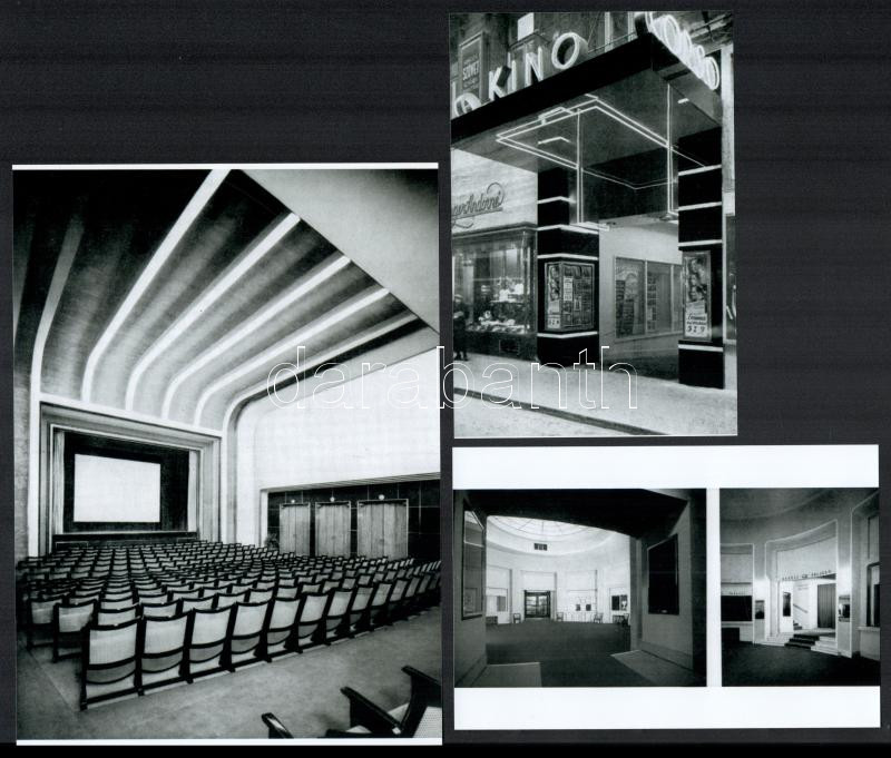 1937 Budapest, Corso Kino kívül-belül, Seidner fotó felvételei jelzés nélkül, 3 db modern nagyítás a néhai Lapkiadó Vállalat központi fotólaborjának archívumából, 15x10 cm és 21x15 cm