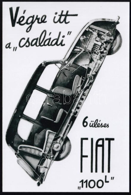 1938 Fiat 1100L hat üléses családi autó keresztmetszete, modern nagyítás Fekete György (1904-1990) budapesti fényképész hagyatékából, 15x10 cm