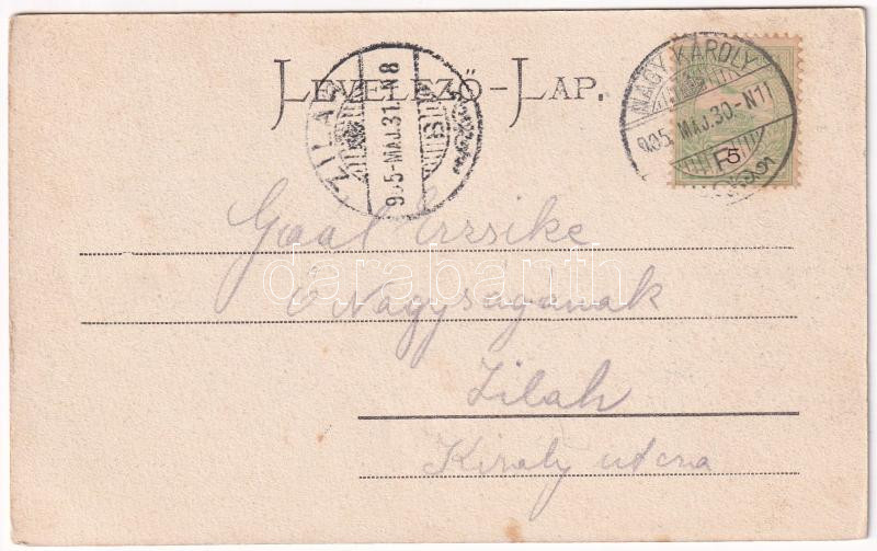 1905 Nagykároly, Carei; Megyeháza, Kölcsey utca. Csókás László kiadása / county hall, street - Image 2