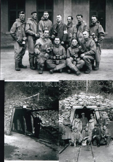 cca 1940 Rozsnyóbánya, bányászok és bányamentők, Matheisel József (1908-1961) fényképész és fotóművész hagyatékából 3 db modern nagyítás, 15x21 cm és 15x10 cm
