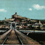 Trencsén, Trencín; vár, vasúti híd. Wertheim Zsigmond kiadása / Trenciansky hrad / castle, railway bridge (EK)