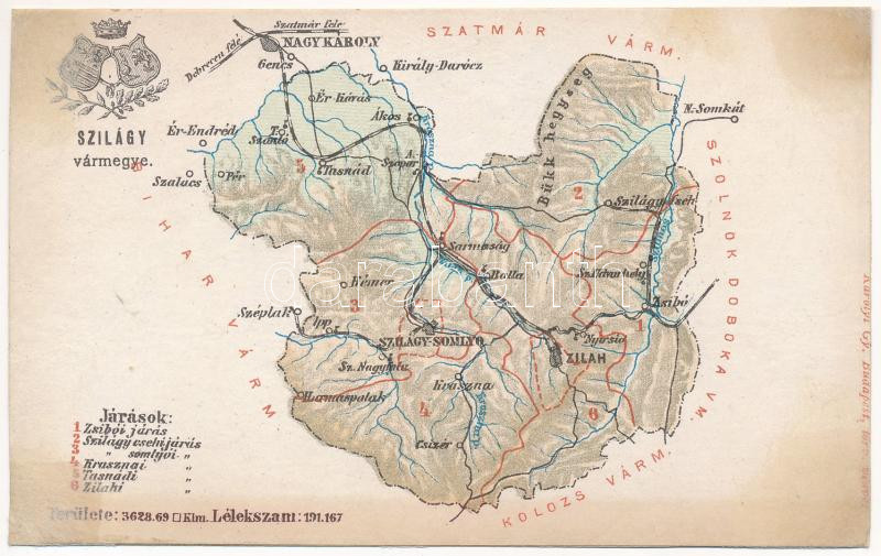 Szilágy vármegye térképe. Kiadja Károlyi Gy. / Map of Szilágy (Salaj) county (r)