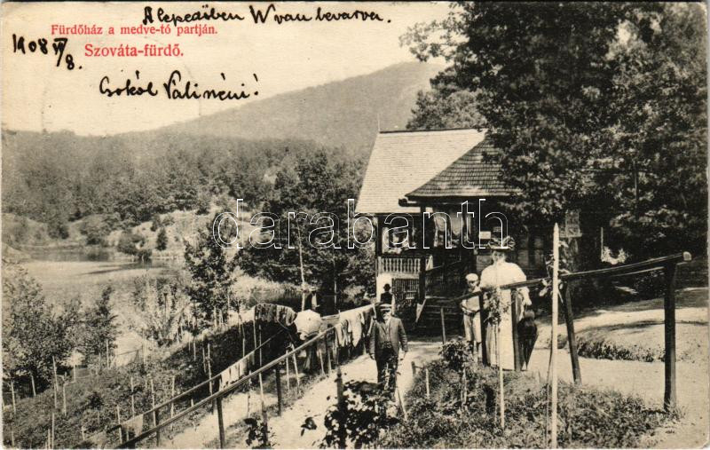 1908 Szováta-fürdő, Baile Sovata; fürdőház a Medve tó partján / Lacul Ursu spa cabin