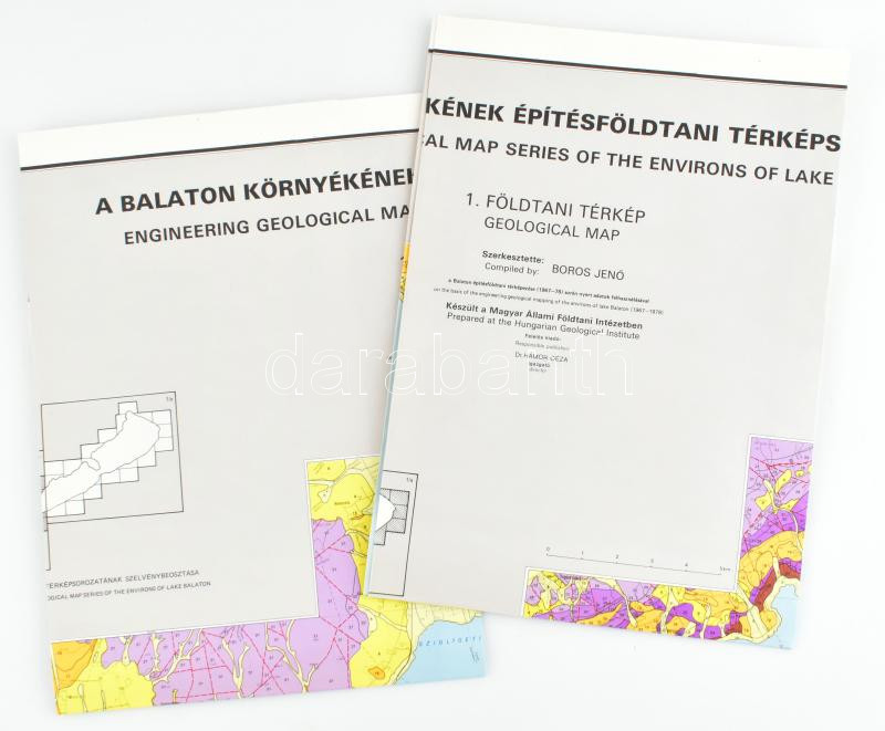 1985 Balaton környékének építésföldtani térképsorozata 1: Földtani térkép, 2 db, 82x95 cm