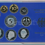 NSZK 2001J 1pf-5M (10x) forgalmi sor műanyag dísztokban, benne 2001J 2M (3xklf) T:PP FRG 2001J 1 Pfennig - 5 Mark (10x) coin set in plastic frame, including 2001J 2M (3xdiff) C:PP