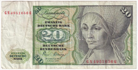 Német Szövetségi Köztársaság 1980. 20M T:F Federal Republic Germany 1980. 20 Mark C:F Krause P#20