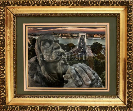 Budapest a Gellért hegyről. Művész fotó, üvegezett, dekoratív keretben Fotó 30x40 cm