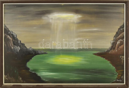 Jeszenszky jelzéssel: Vízparti fények. Olaj, farost. Fakeretben, 40x60 cm.