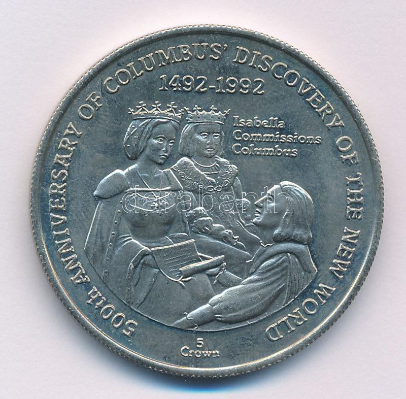 Turks- és Caicos-szigetek 1991. 5C 'II. Erzsébet / Az Új Világ felfedezése' Cu-Ni C:AU Turks and Caicos Islands 1991. 5 Crown 'ELizabeth II / Discovery of the New World' Cu-Ni C:AU - Image 2