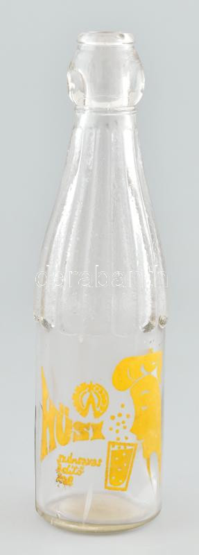 Hüsi szénsavas üdítős üveg, 1960 körül, kis kopásokkal, m: 22 cm