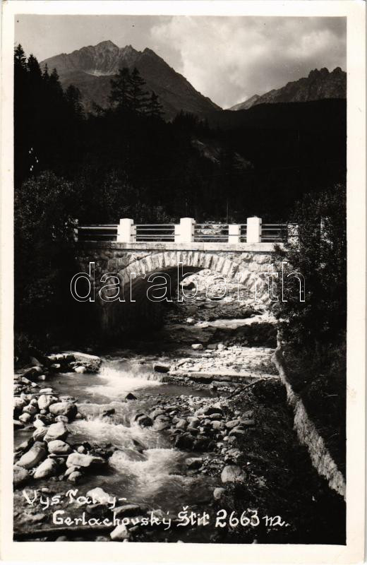 Tátra, Magas-Tátra, Vysoké Tatry; Gerlachfalvi-csúcs, híd / Gerlachovský štít / mountains, bridge