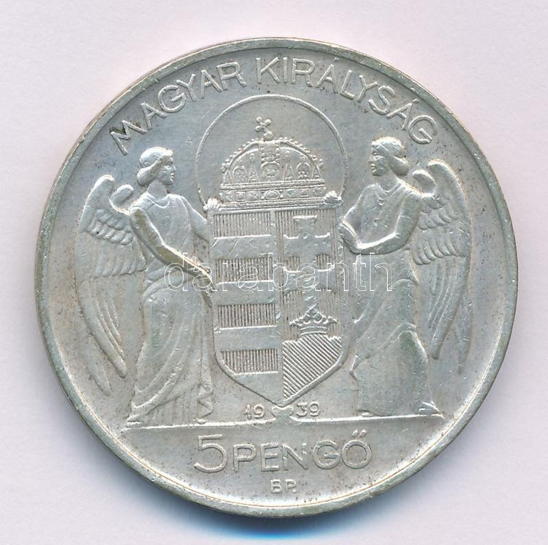 1939. 5P Ag 'Horthy balra' T:XF patina, ph Adamo P8.2 - Image 2