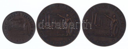1948-1949. 'Csepel Munkás Testedző Kör 1912' kétoldalas Br díjérem (3db) T:1-