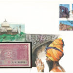 India DN 2R felbélyegzett borítékban, bélyegzéssel T:I India ND 2 Rupees in envelope with stamp and cancellation C:UNC