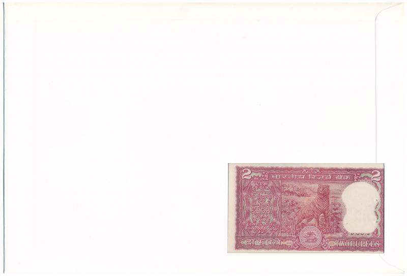 India DN 2R felbélyegzett borítékban, bélyegzéssel T:I India ND 2 Rupees in envelope with stamp and cancellation C:UNC - Image 2