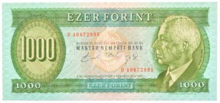 1992. 1000Ft 'D 40672995' T:I,I- felső szélen kis hajlás / Hungary 1992. 1000 Forint 'D 40672995' C:UNC,AU small bend at the upper edge Adamo F46