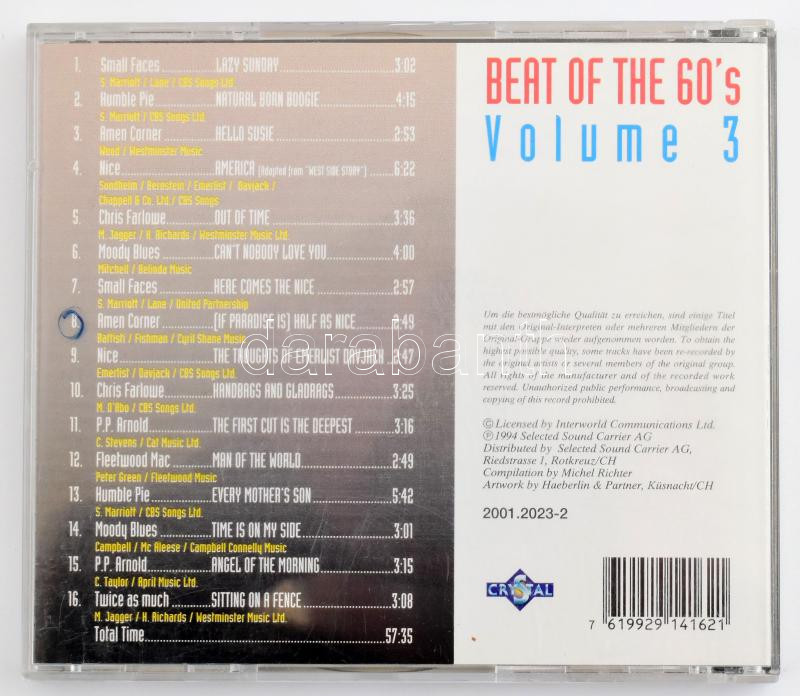 Various - Beat Of The 60's - Volume 3. CD, Compilation, Gold disc, Crystal, Európa, 1994. VG - Image 2