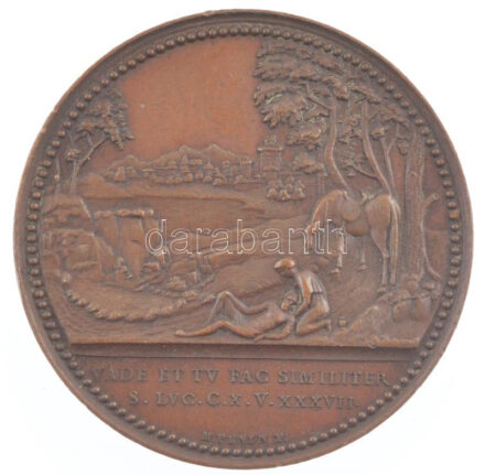 Franciaország / Lyon 1818. 'Lyoni Gyógyszertár' bronz emlékérem peremen beütéssel. Szign.: Penin (34mm) T:2 apró ph. / France / Lyon 1818. 'Dispensary of Lyon' bronze commemorative medallion. 'VADE ET TV FAC - SIMILITER - S; LVC. C. X. V.