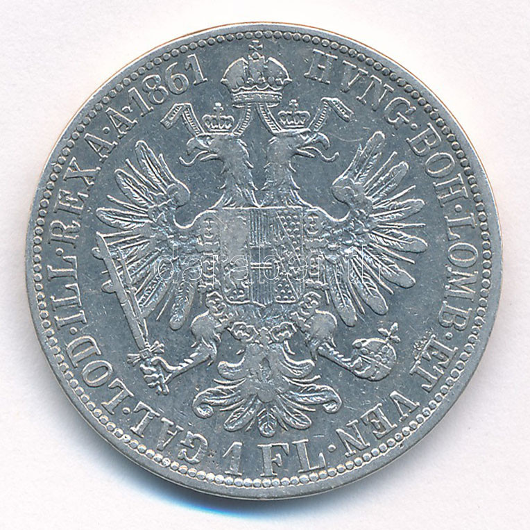 Ausztria 1861A 1Fl Ag 'Ferenc József' T:3 Austria 1861A 1 Florin Ag 'Franz Joseph' C:F Krause KM#2219 - Image 2