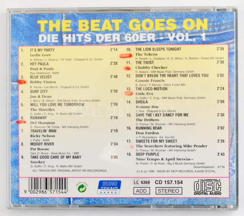 The Beat Goes On (Die Hits Der 60er) - Vol. 1. CD, Compilation, Stereo, Eurotrend, Ausztria, 1996. VG - Image 2