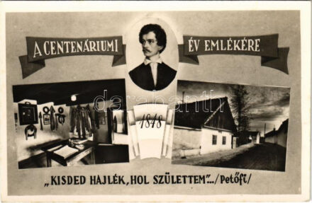 Kiskőrös, Petőfi Sándor szülőháza és múzeum, belső. 1848-1948 A Centenáriumi Év Emlékére. Kisded hajlék, hol születtem... A Magyar Szabadságharc 100. évfordulója emlékére