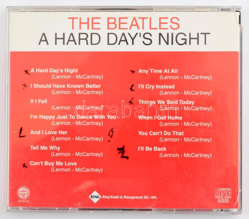 The Beatles - A Hard Day's Night, CD, Album, Reissue, Magyarország 1995 (VG, a tok sérült) - Image 2