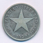 Kuba 1920. 40c Ag T:VF patina Cuba 1920. 40 Centavos Ag C:VF patina Krause KM#14.1 - Image 2