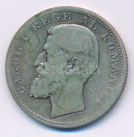 Románia 1894. 2L Ag 'I. Károly' T:F patina Romania 1894. 2 Lei Ag 'Carol I' C:F patina Krause KM#25