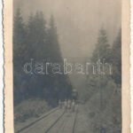 1938 Kovászna, Covasna; sikló, faszállító iparvasút Komandó és Kovászna között / funicular, wood transporting industrial railway between Covasna and Comandau. photo (fa)
