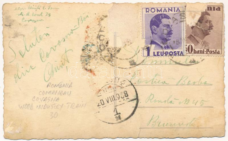 1938 Kovászna, Covasna; sikló, faszállító iparvasút Komandó és Kovászna között / funicular, wood transporting industrial railway between Covasna and Comandau. photo (fa) - Image 2