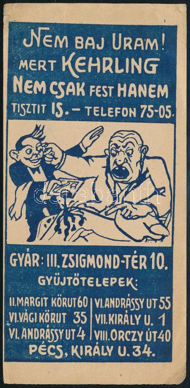 Kehrling tisztító számolócédula