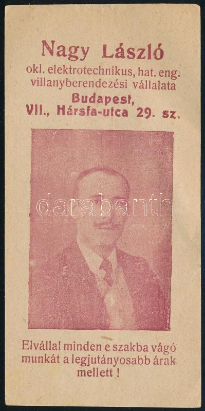 Nagy László elektrotechnikus számolócédula