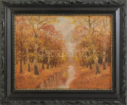 Markovich jelzéssel: Őszi erdő. Olaj, karton. Felületi sérüléssel. Dekoratív fakeretben. 30×40 cm