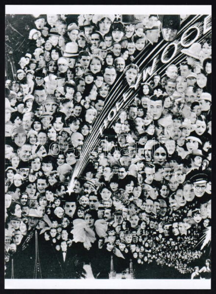 1929 Fotómontázs (modern nagyításban) a Hollywood-i színészekről, a filmvilág szereplőiről, ahová Charlie Chaplin (1889-1977) ,,üstökösként' érkezett, 21x15 cm