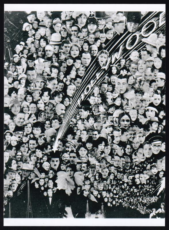 1929 Fotómontázs (modern nagyításban) a Hollywood-i színészekről, a filmvilág szereplőiről, ahová Charlie Chaplin (1889-1977) ,,üstökösként' érkezett, 21x15 cm