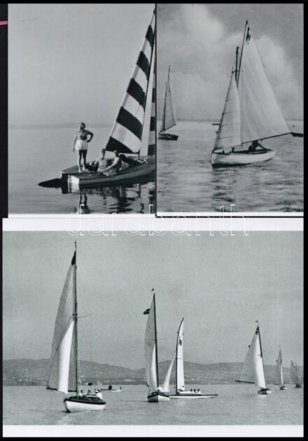 Balatoni képek vegyes tétele (fotó, rajz, metszet), különféle forrásokból 9 db modern nagyítás, 21x15 cm és 10x15 cm