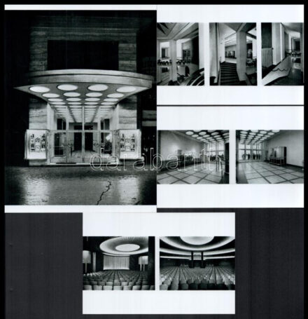 cca 1939 Budapest, a Broadway ,,mozgófényképszínház' kívül-belül, Seidner Zoltán műszaki fényképész hagyatékából 4 db modern nagyítás, 21x15 cm és 10x15 cm