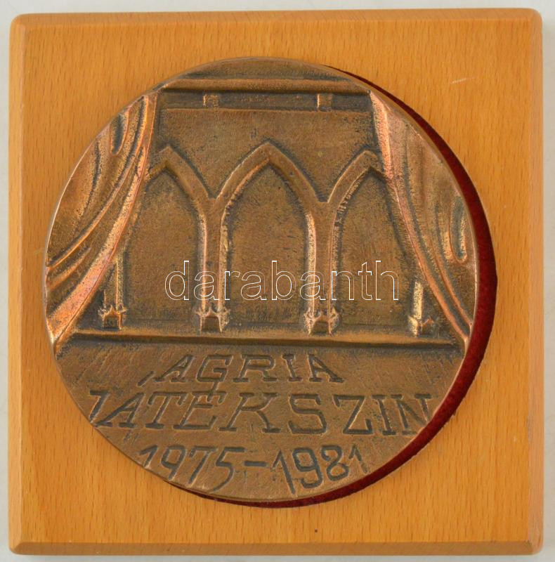 Király Róbert (1930-) 1981. 'Kisfaludy Károly 1788-1830 / Agria Játékszín 1975-1981' bronz emlékérem fa tartóval (96mm) T:AU - Image 2