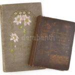 2 db szecessziós, vászonkötésű képeslap album, 1900-1910 körül, kopott, sérült gerinccel és borítóval.